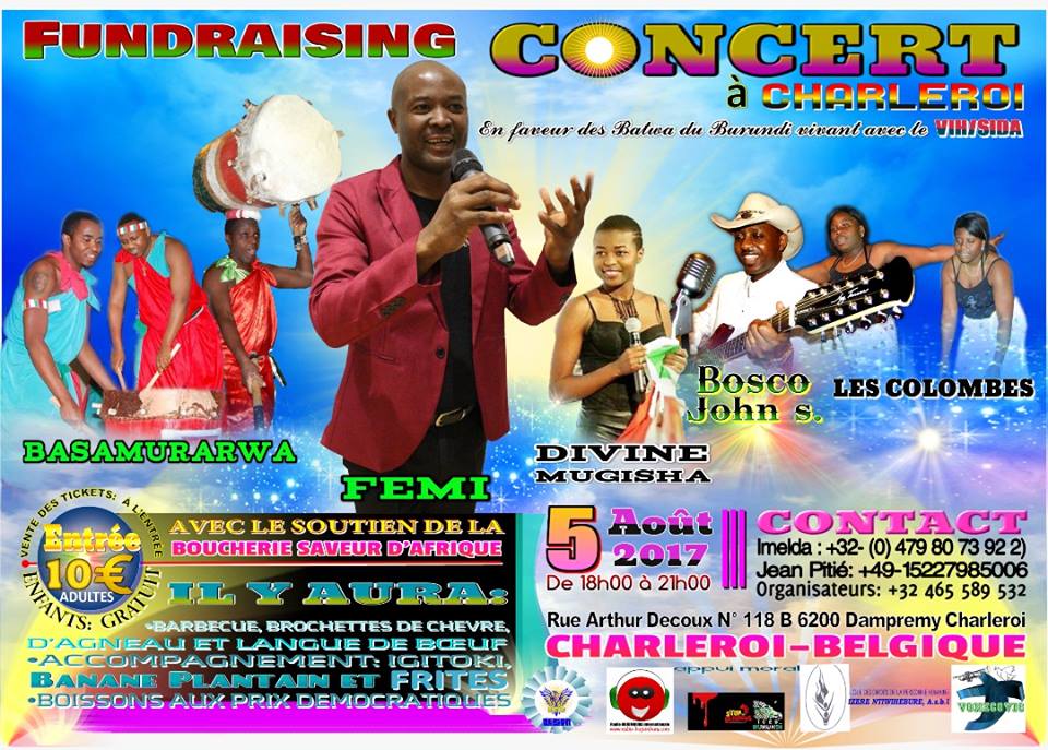 Burundi / AGENDA : 5/08/2017, Charleroi, Belgique – Fundraising Concert pour les BATWA