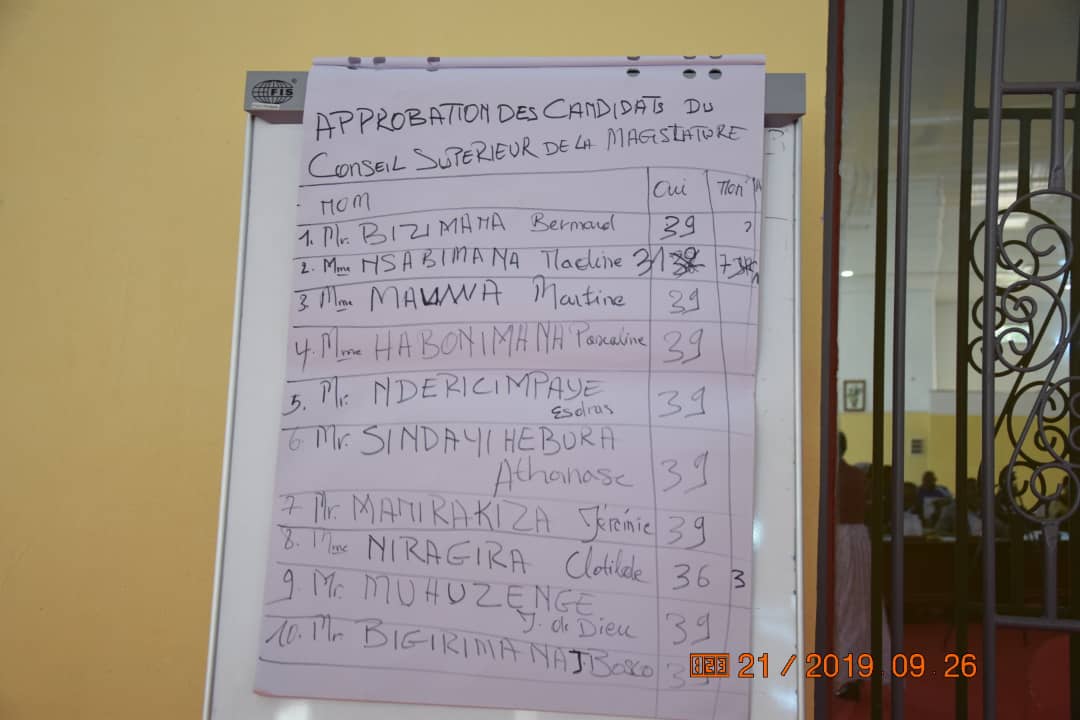 Le Sénat du Burundi vient d' approuver les noms des 10 membres du Conseil Supérieur de la Magistrature