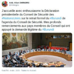 Le BURUNDI sort de l'agenda du Conseil de Sécurité de l'ONU