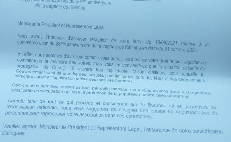 BURUNDI : AC GENOCIDE CIRIMOSO commémore KIBIMBA le 21 octobre 2021